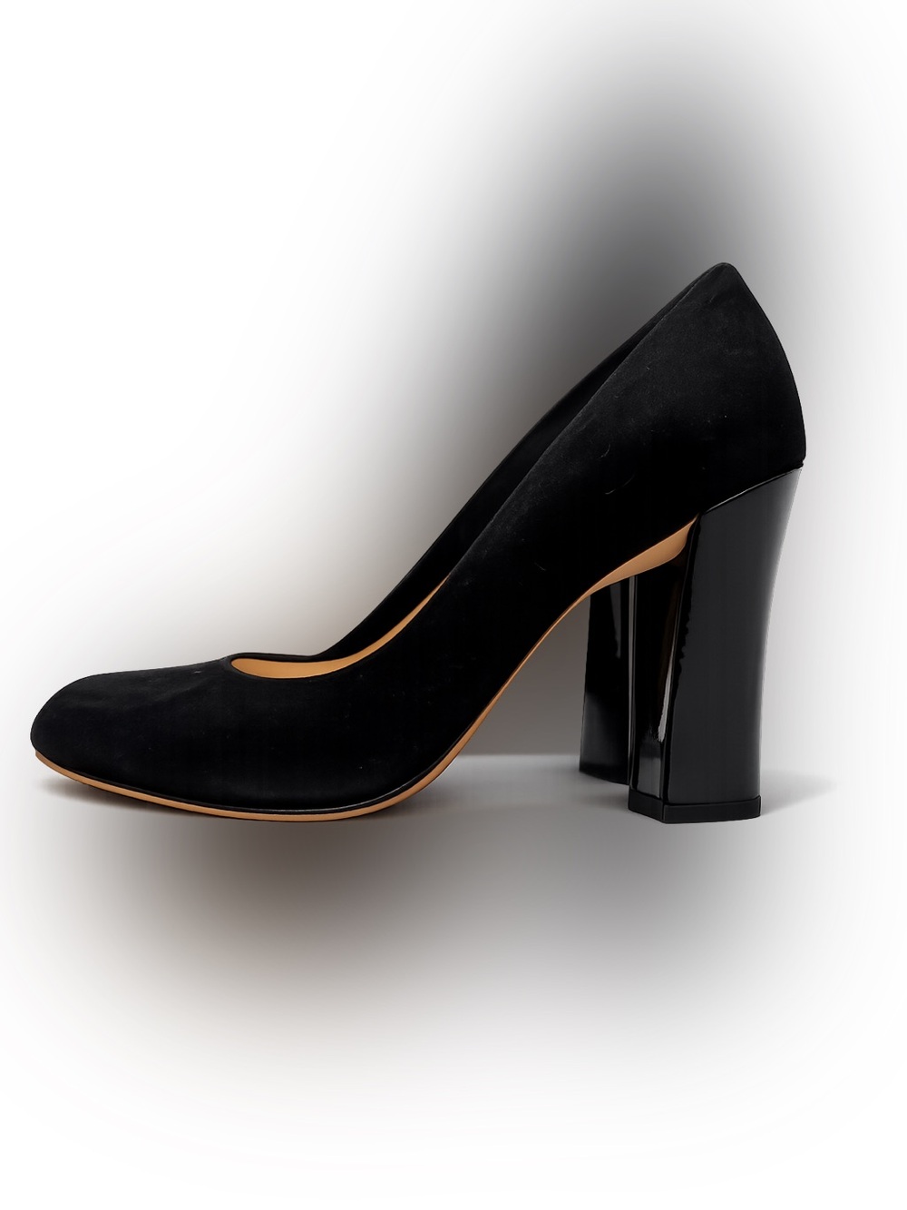 Cole Haan Black Suede Pump with Patent Leather Heel